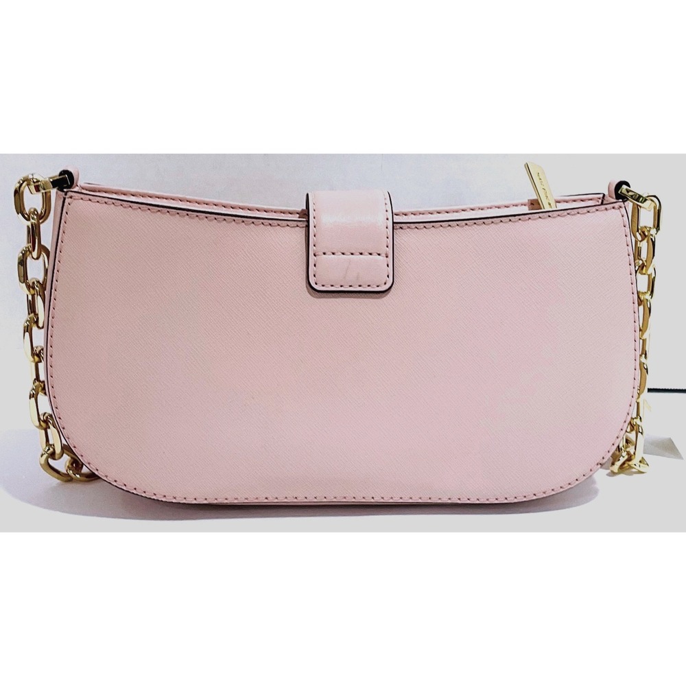 Michael Kors Carmen pouchette powder blush pink small vegan shoulder bag purse - Picture 10 of 15